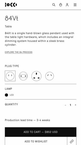 84Vt hand-blown glass pendant light with dimming, sleek brass finish. Various plug types. LED lamp. $852. Delivery: 3-4 weeks.